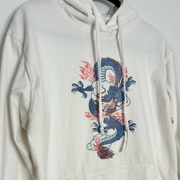White Dragon Embroidered Hoodie Size Small - Picture 2 of 5
